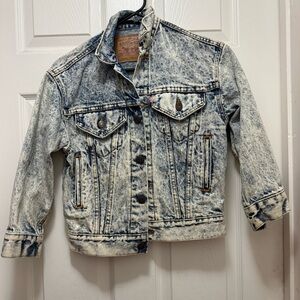 LEVI'S Vintage Kids Blue Acid Wash 90's Trucker Denim